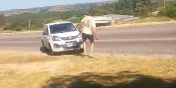 PRF detém motorista argentino por agressão e vandalismo após acidente na BR-290